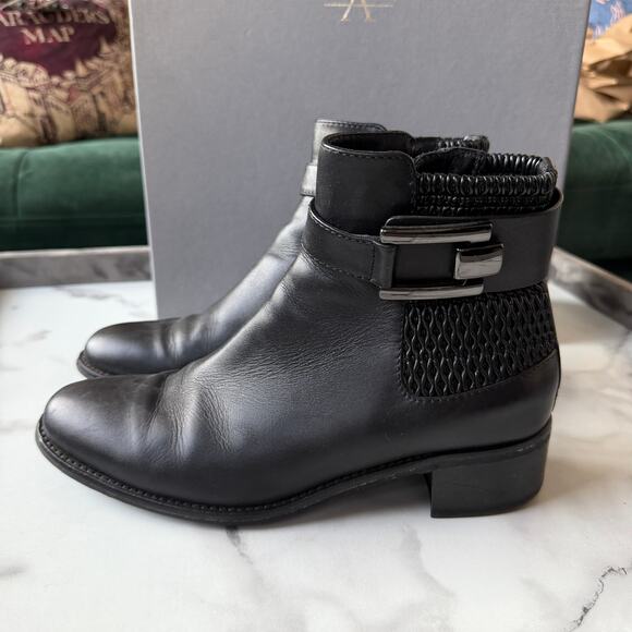 Aquatalia Odette Dry Black Calf Leather Ankle Boots Size 38.5 - Picture 6 of 10
